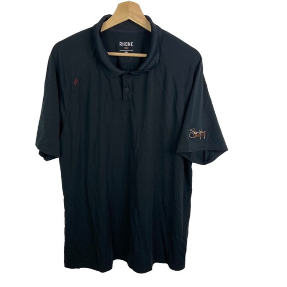 Rhone‎ Commuter Polo Shirt Mens XXL Black Short Sleeve Stretch Golf Casual